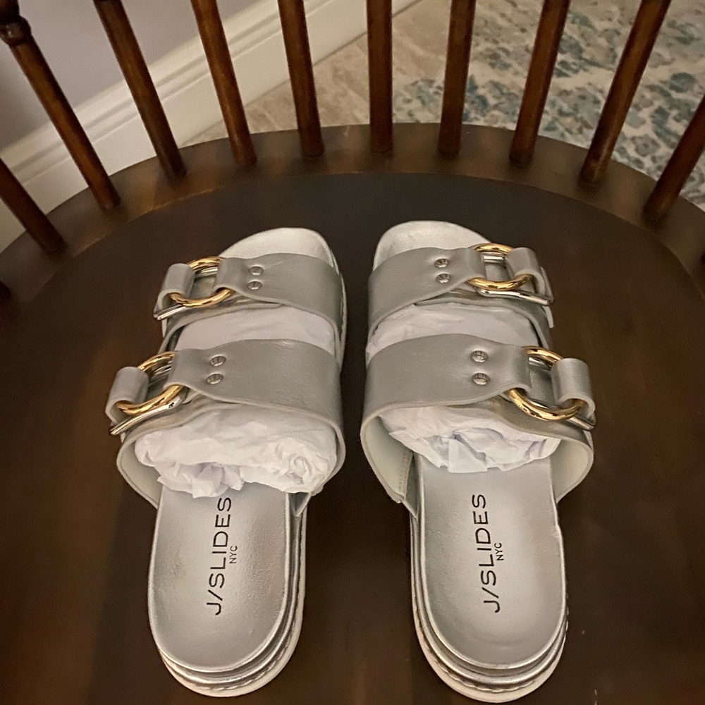 J/SLIDES Baha in silver, size 6.5